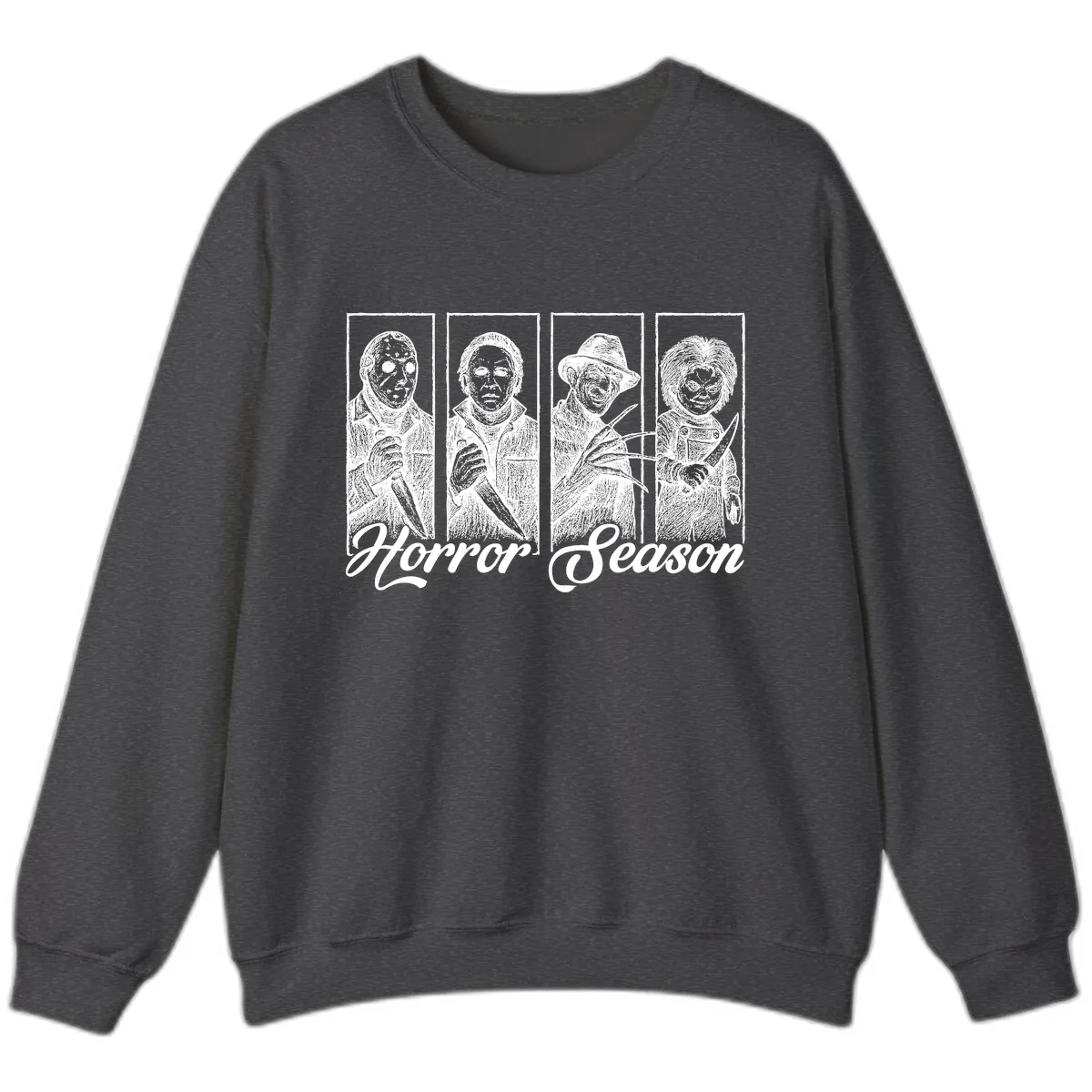 Classic Horror Characters Horror Season Sweatshirt in Dark Heather
