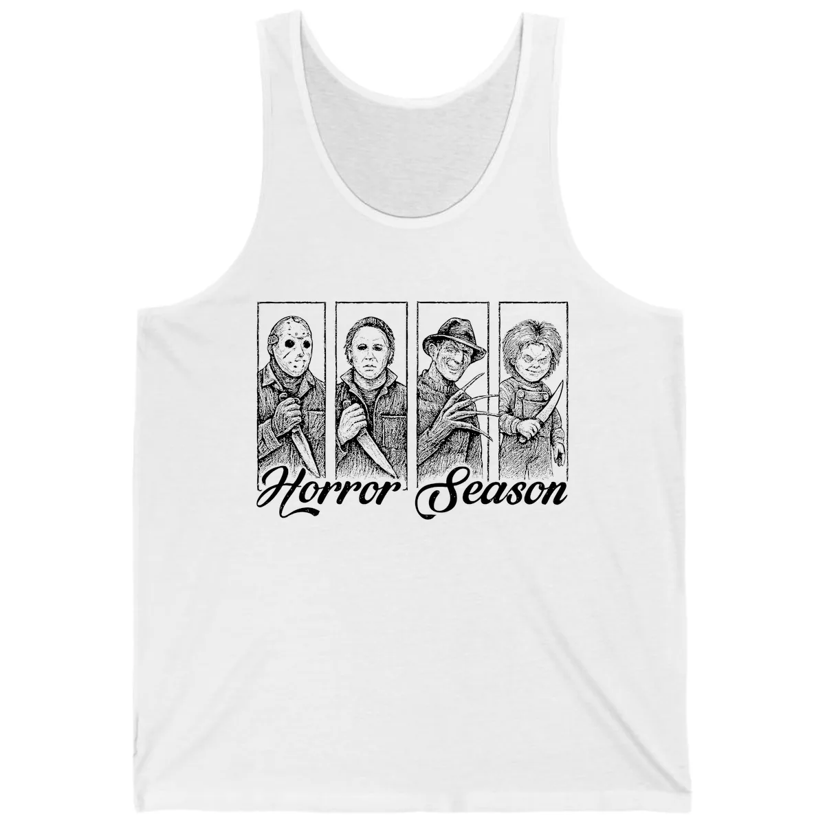 Classic Horror Characters Horror Season Tank in White