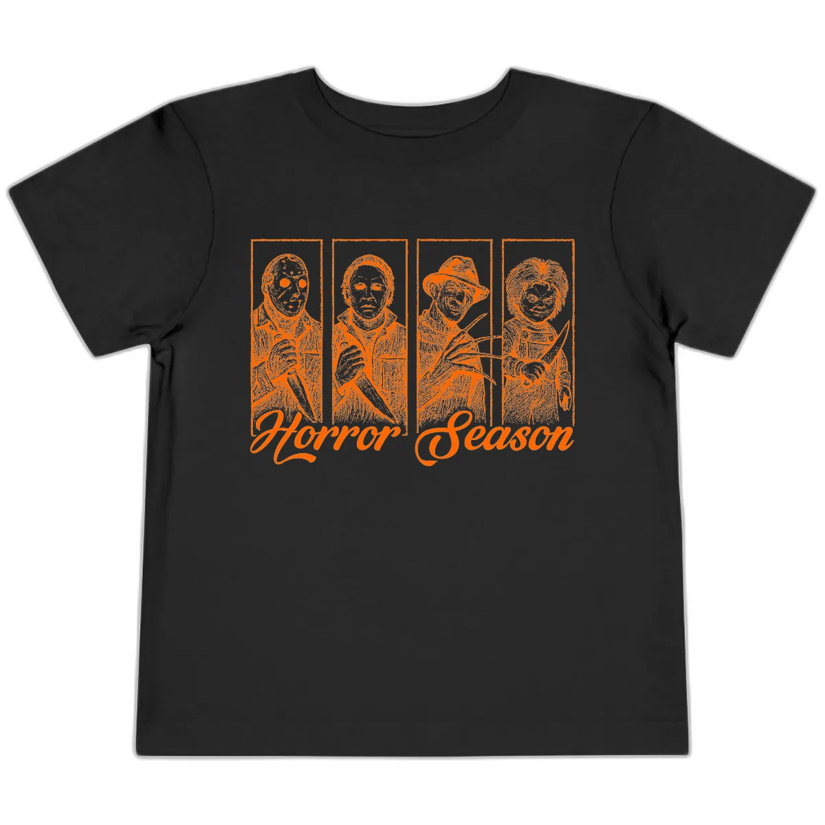 Classic Horror Characters Horror Season Toddler T-Shirt in Black