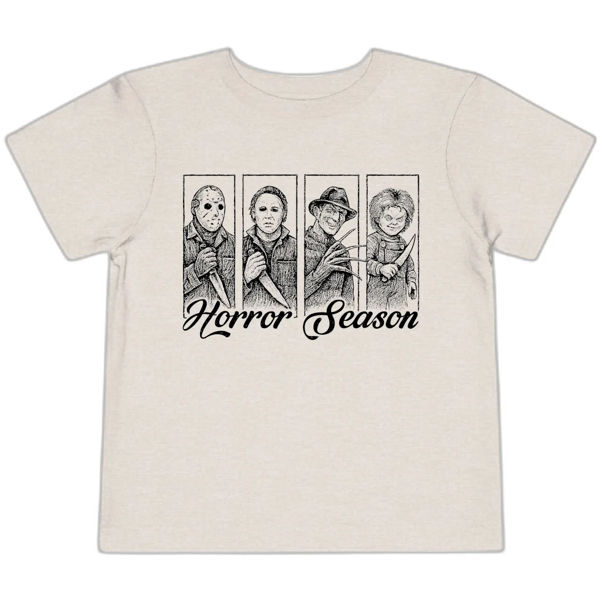 Classic Horror Characters Horror Season Toddler T-Shirt in Heather Dust