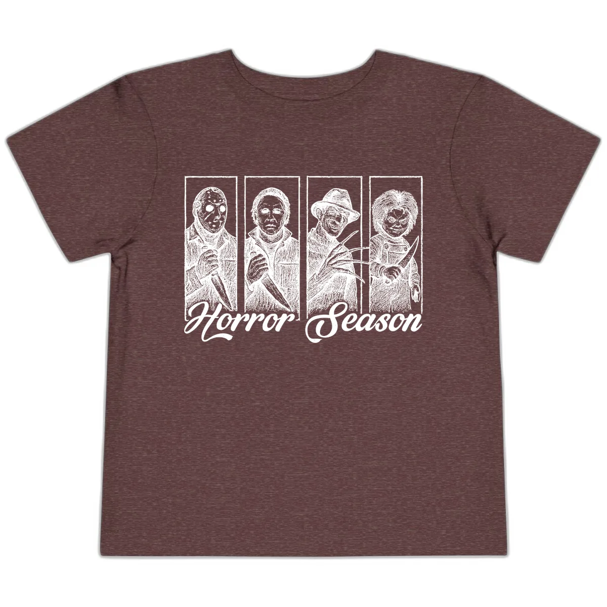 Classic Horror Characters Horror Season Toddler T-Shirt in Heather Maroon