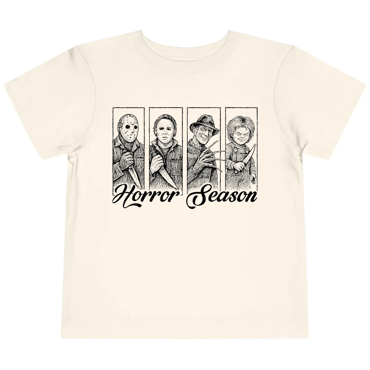 Classic Horror Characters Horror Season Toddler T-Shirt in Natural