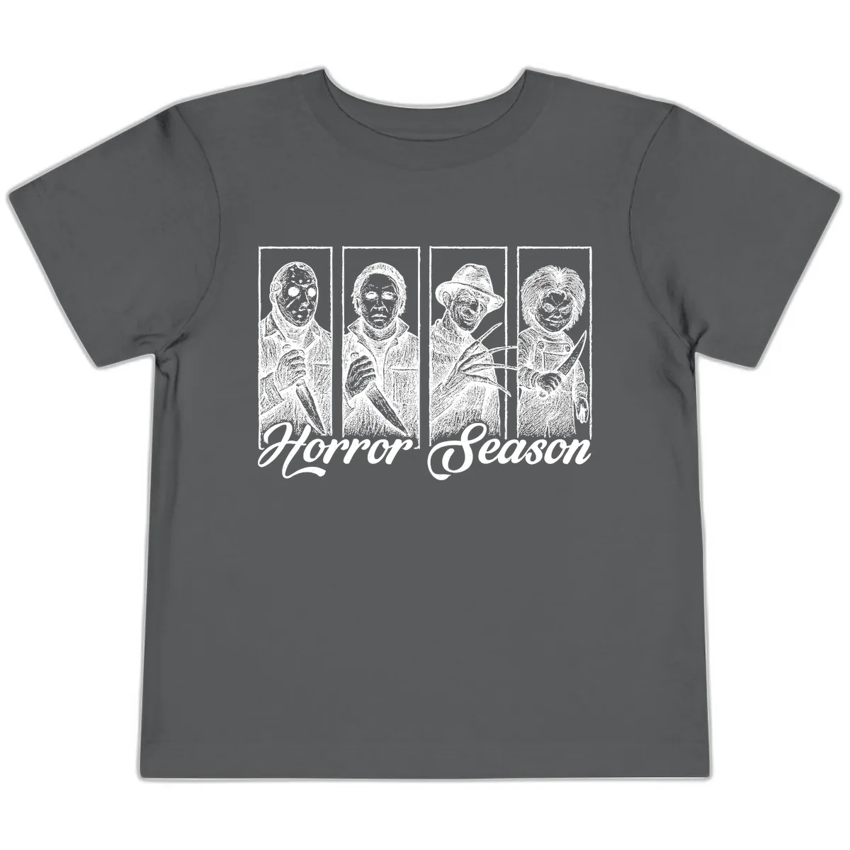 Classic Horror Characters Horror Season Toddler T-Shirt in Asphalt