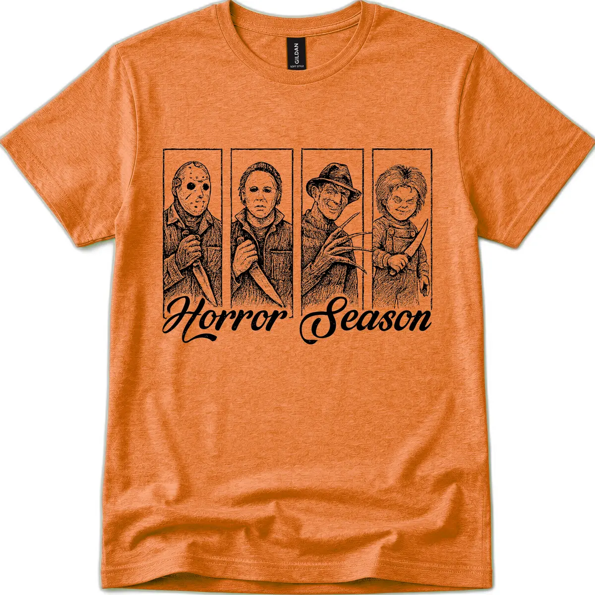 Classic Horror Characters Horror Season T-Shirt in Heather Orange