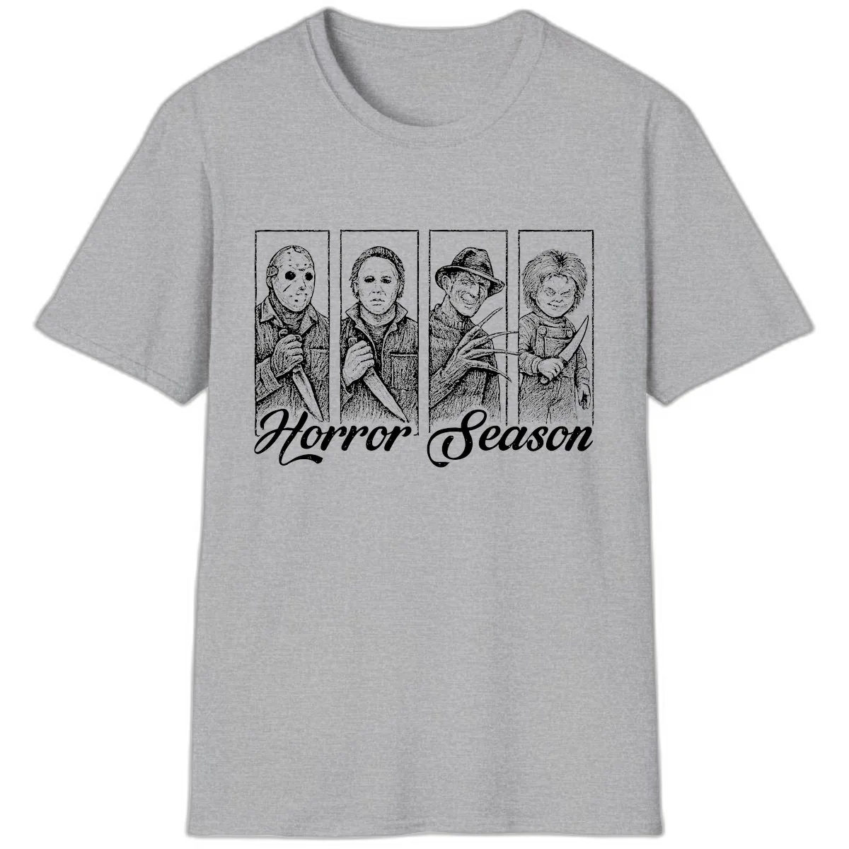 Classic Horror Characters Horror Season T-Shirt in Sport Grey