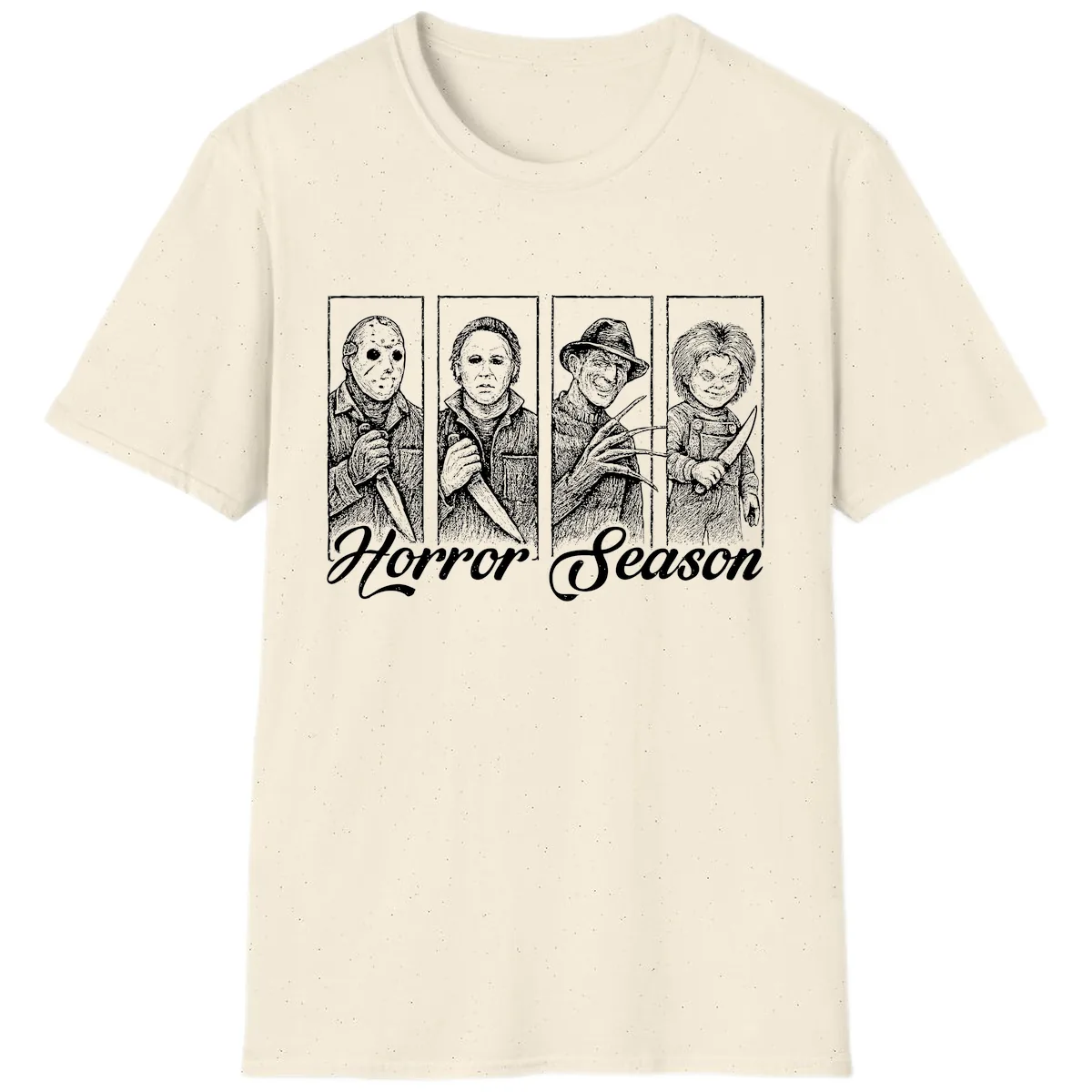 Classic Horror Characters Horror Season T-Shirt in Natural