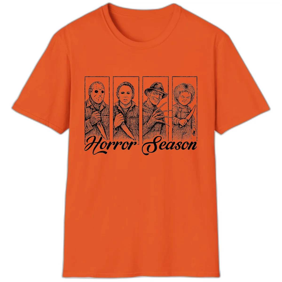 Classic Horror Characters Horror Season T-Shirt in Orange