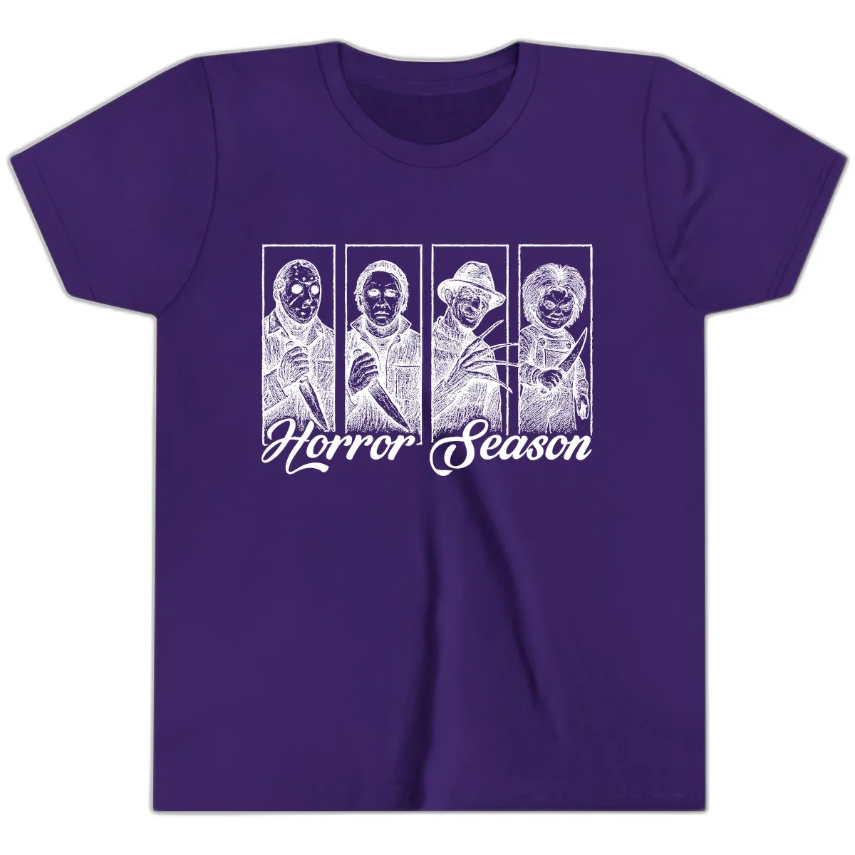 Classic Horror Characters Horror Season Youth T-Shirt in Team Purple