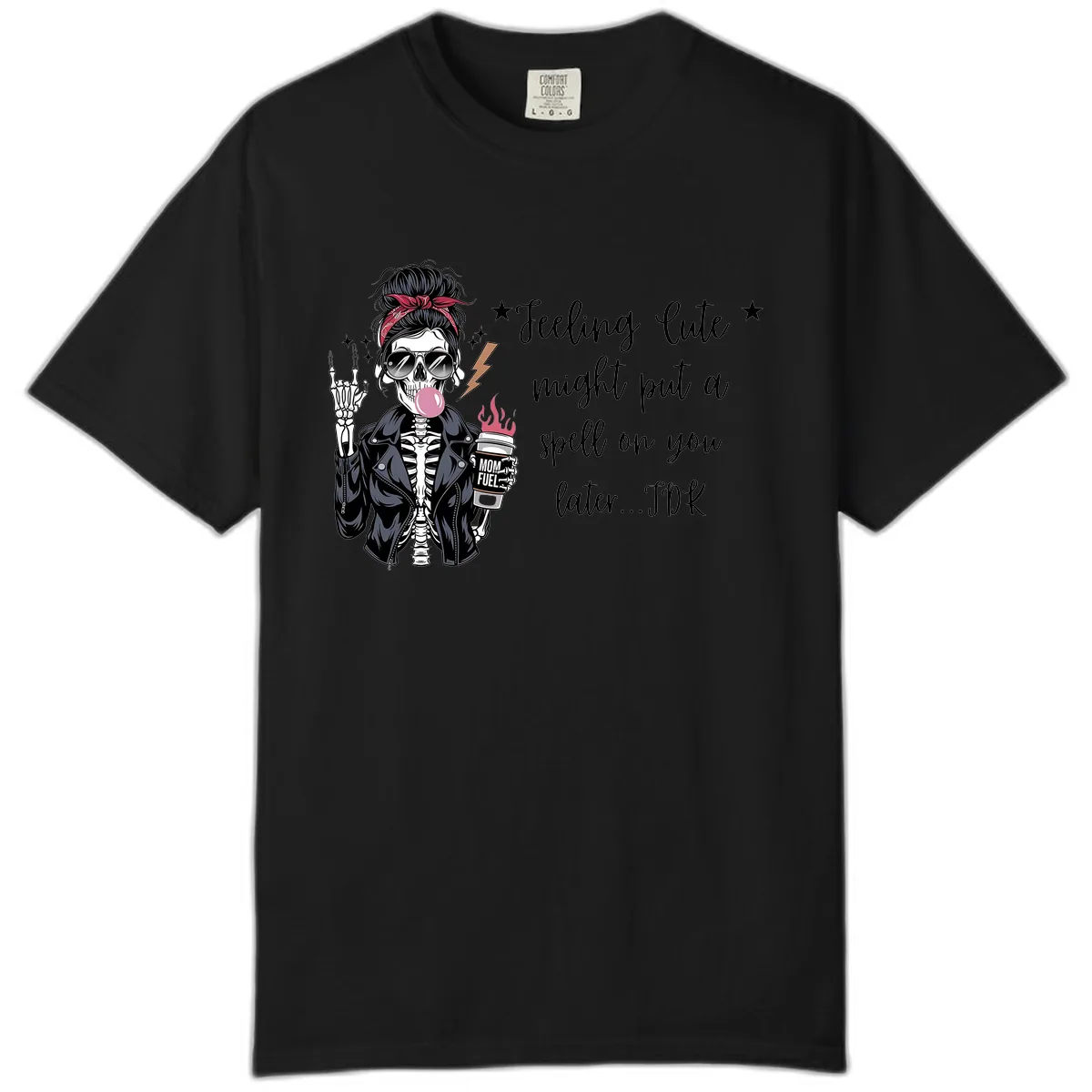Skeleton Mom Spell Coffee Design Comfort Color in Black