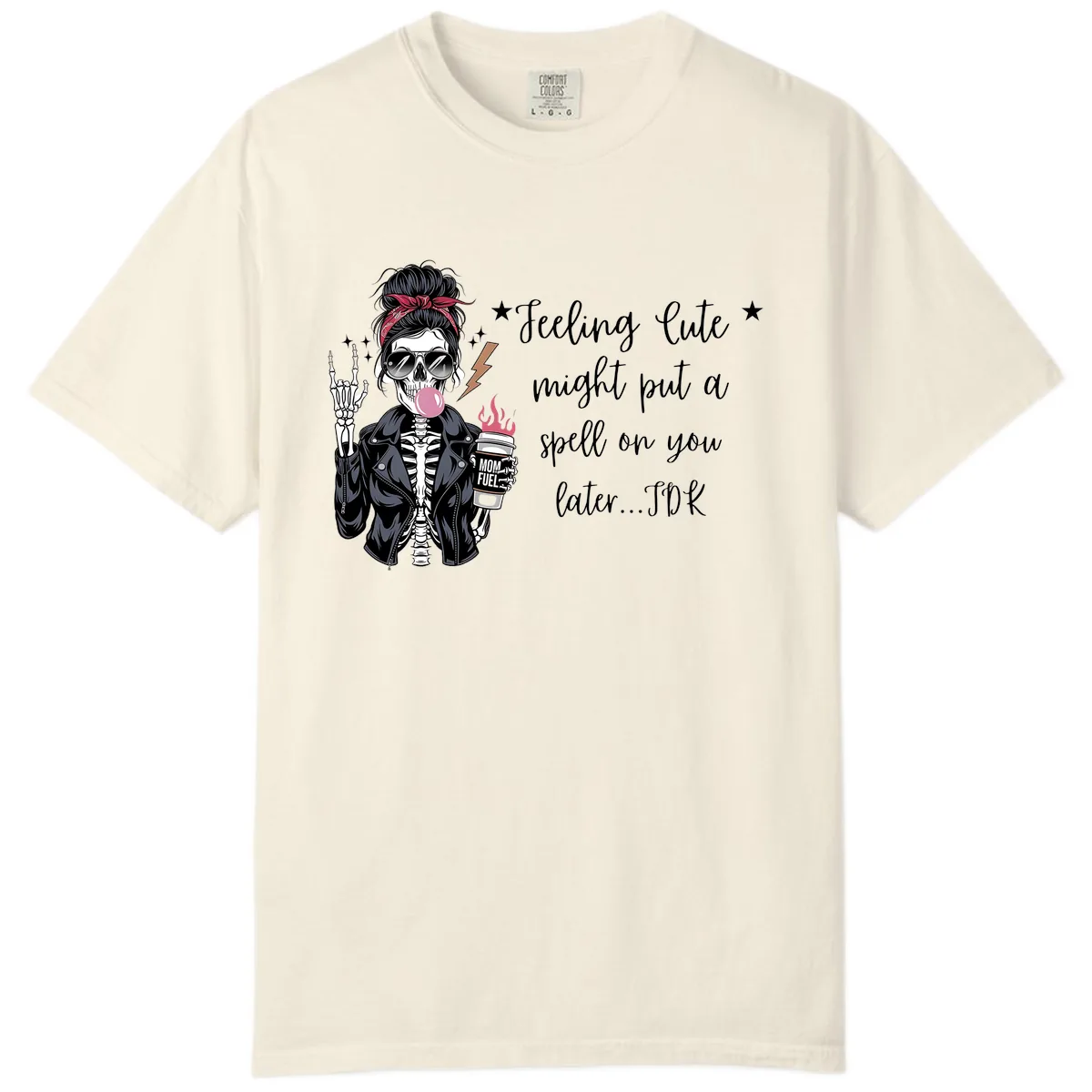 Skeleton Mom Spell Coffee Design Comfort Color in Ivory
