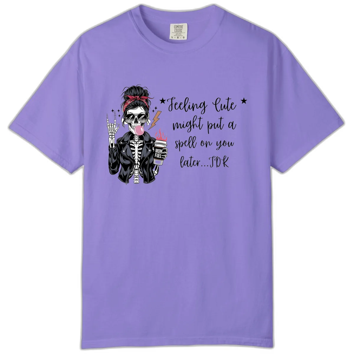 Skeleton Mom Spell Coffee Design Comfort Color in Violet