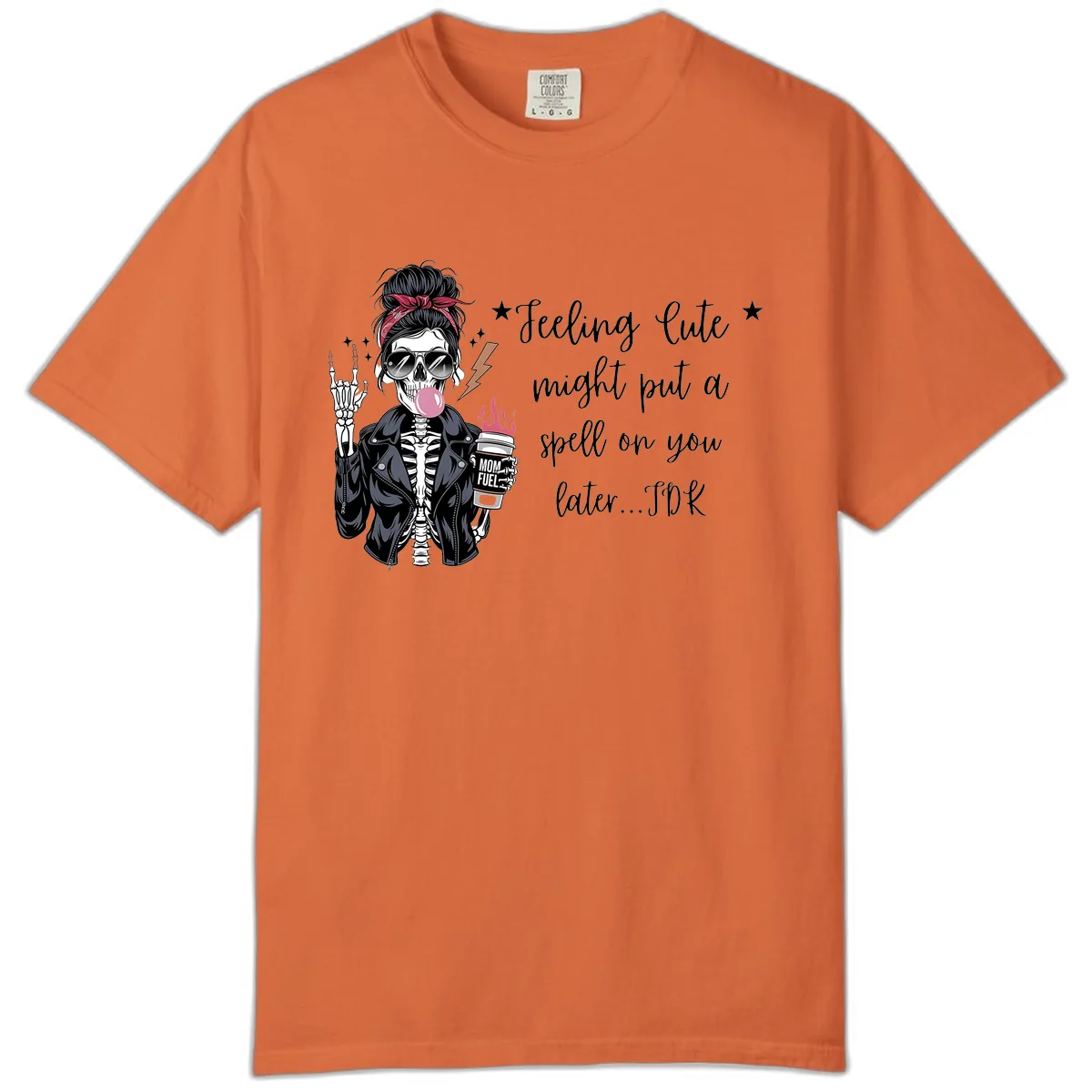 Skeleton Mom Spell Coffee Design Comfort Color in Burnt Orange
