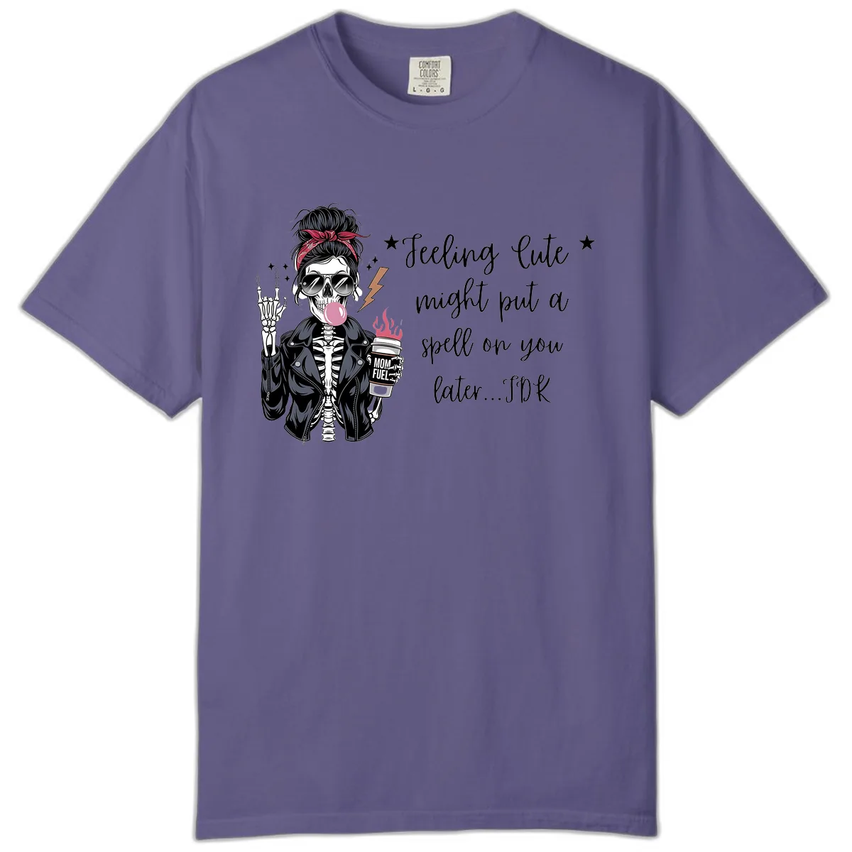 Skeleton Mom Spell Coffee Design Comfort Color in Grape