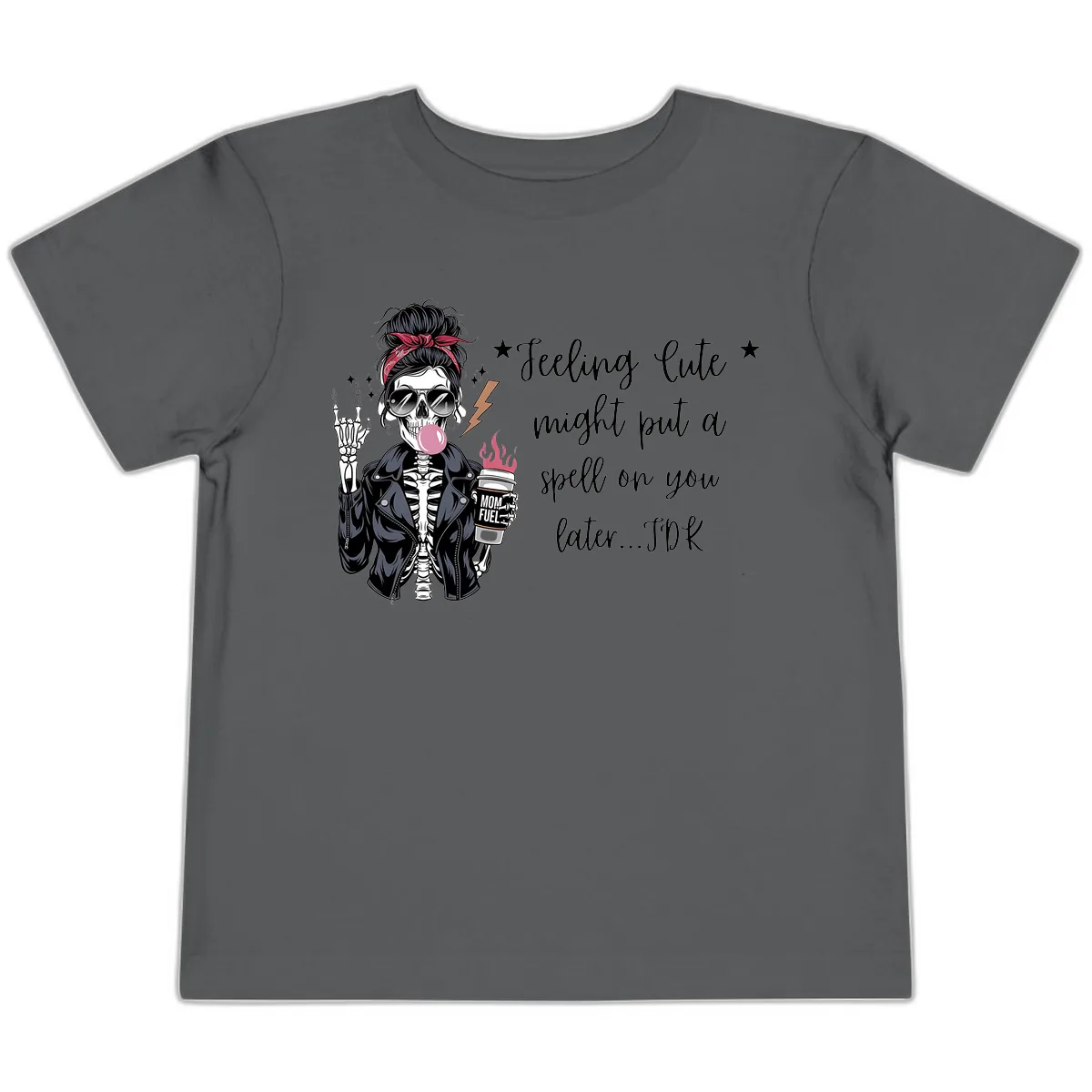 Skeleton Mom Spell Coffee Design Toddler T-Shirt in Asphalt