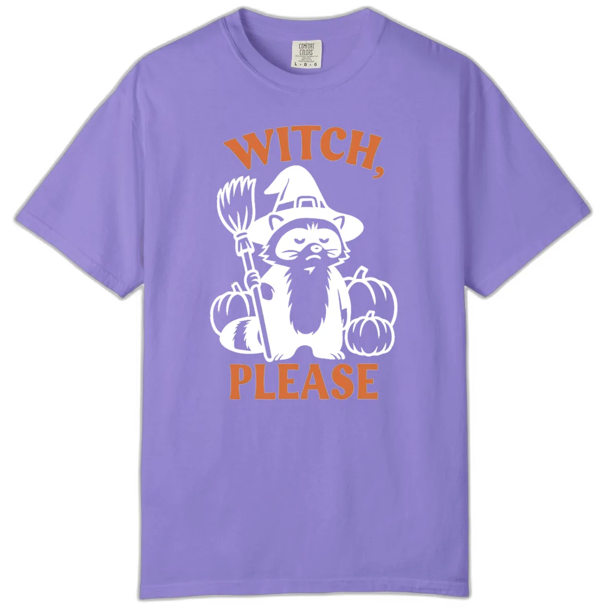 Witch, Please Raccoon Halloween Comfort Color in Violet