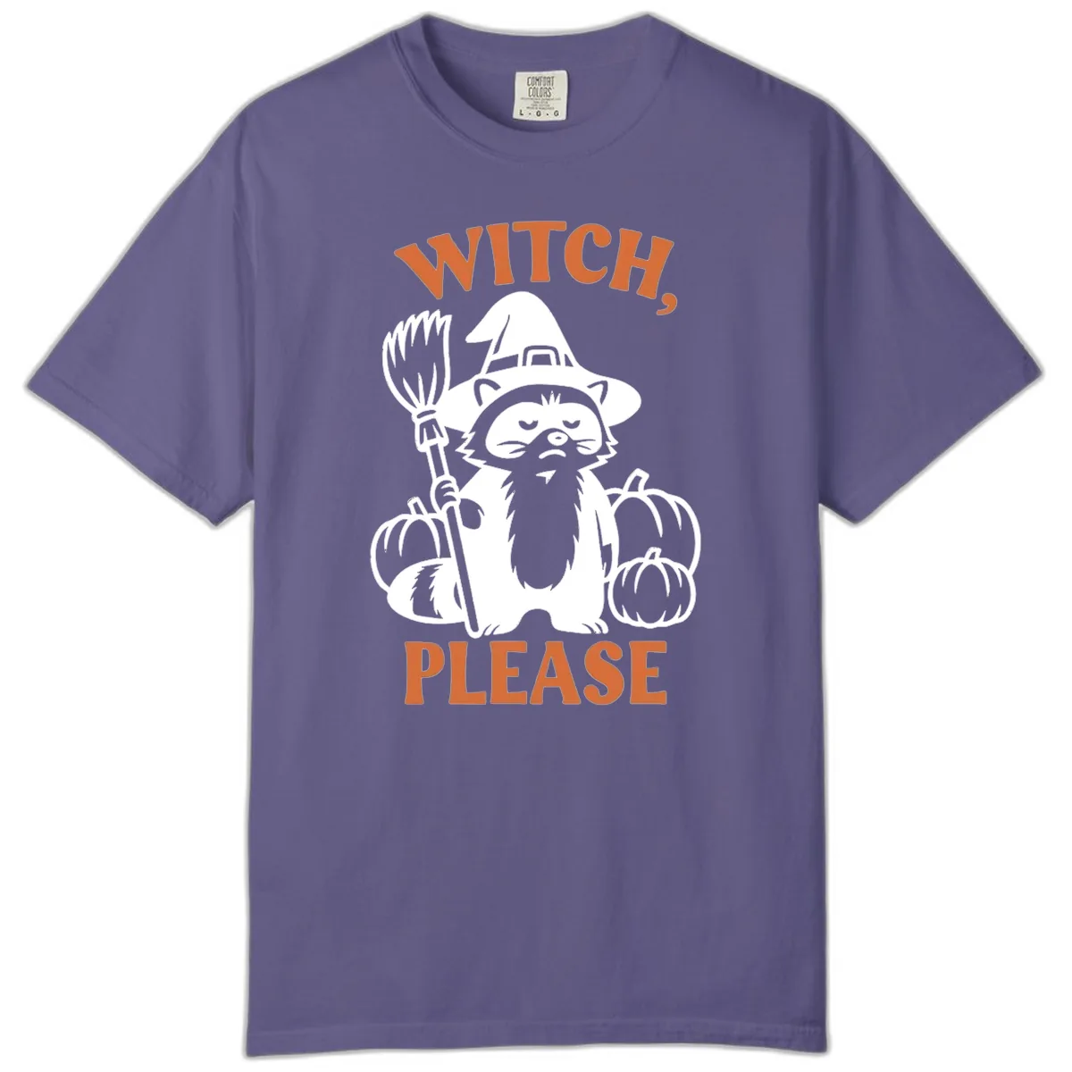 Witch, Please Raccoon Halloween Comfort Color in Grape
