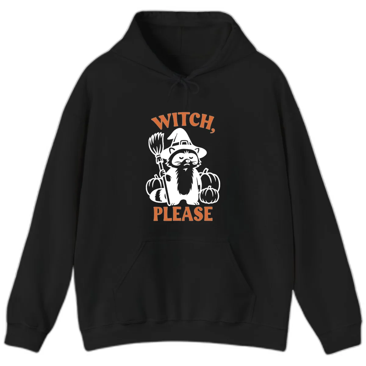 Witch, Please Raccoon Halloween Hoodie in Black