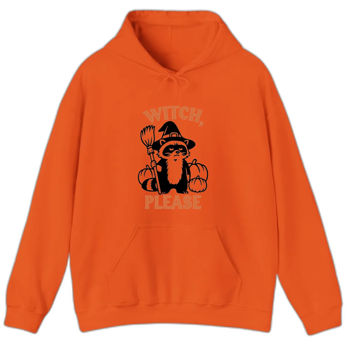Witch, Please Raccoon Halloween Hoodie in Orange