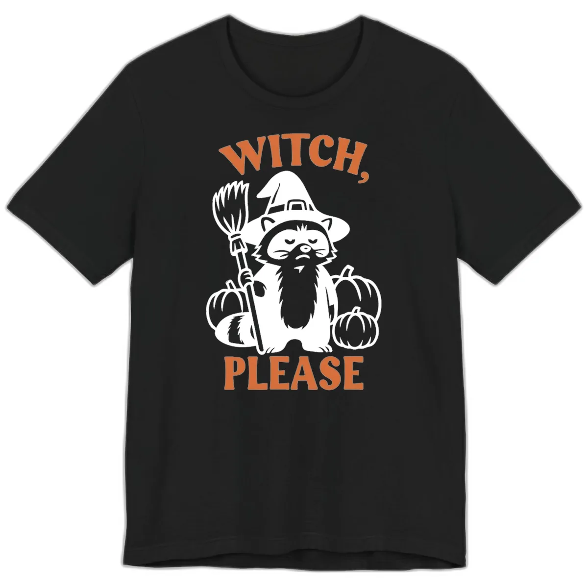 Witch, Please Raccoon Halloween Premium T-Shirt in Black