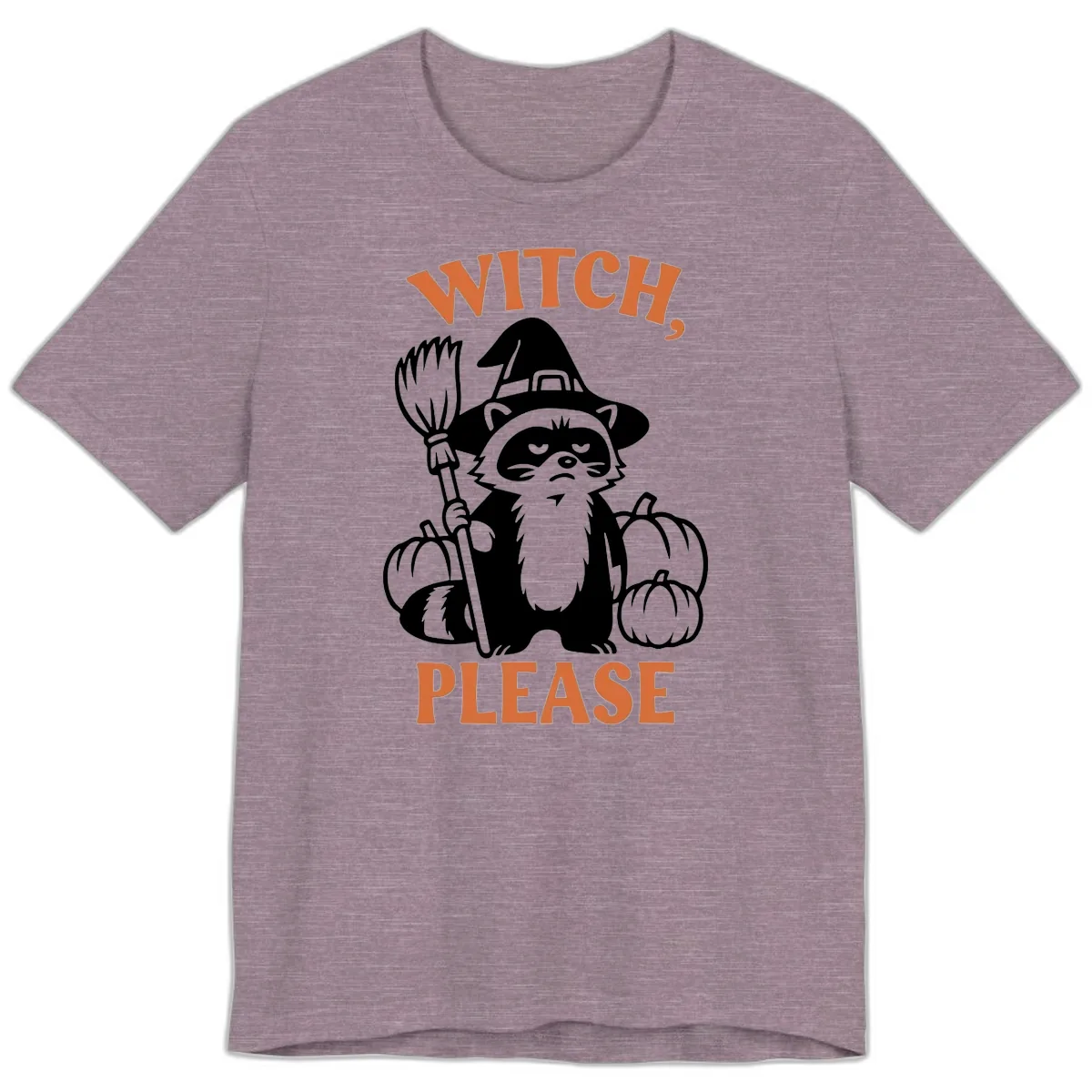 Witch, Please Raccoon Halloween Premium T-Shirt in Heather Purple