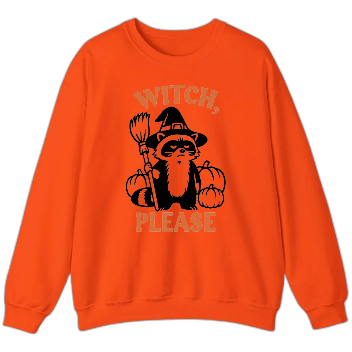 Witch, Please Raccoon Halloween Sweatshirt in Orange