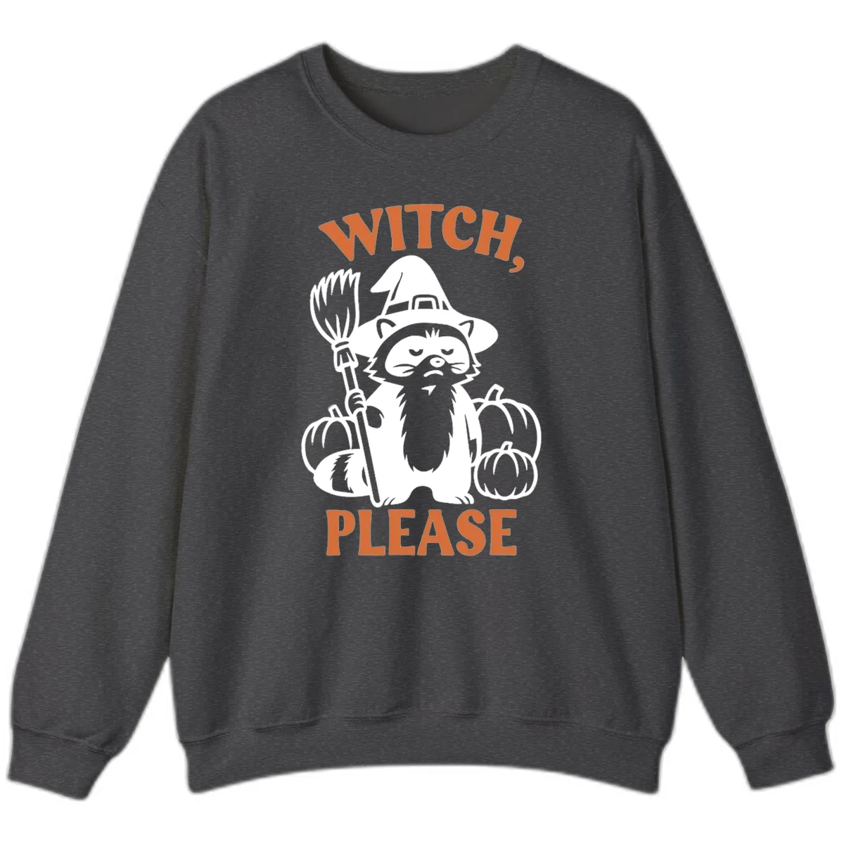 Witch, Please Raccoon Halloween Sweatshirt in Dark Heather