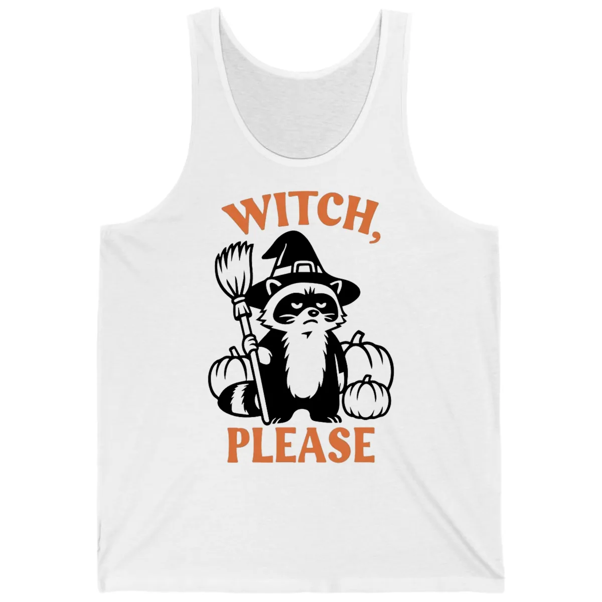 Witch, Please Raccoon Halloween Tank in White