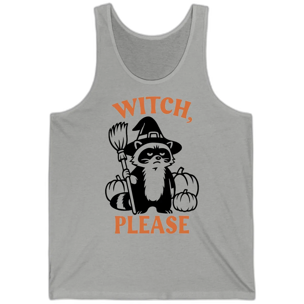 Witch, Please Raccoon Halloween Tank in Athletic Heather