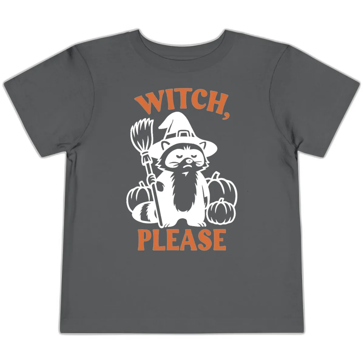 Witch, Please Raccoon Halloween Toddler T-Shirt in Asphalt