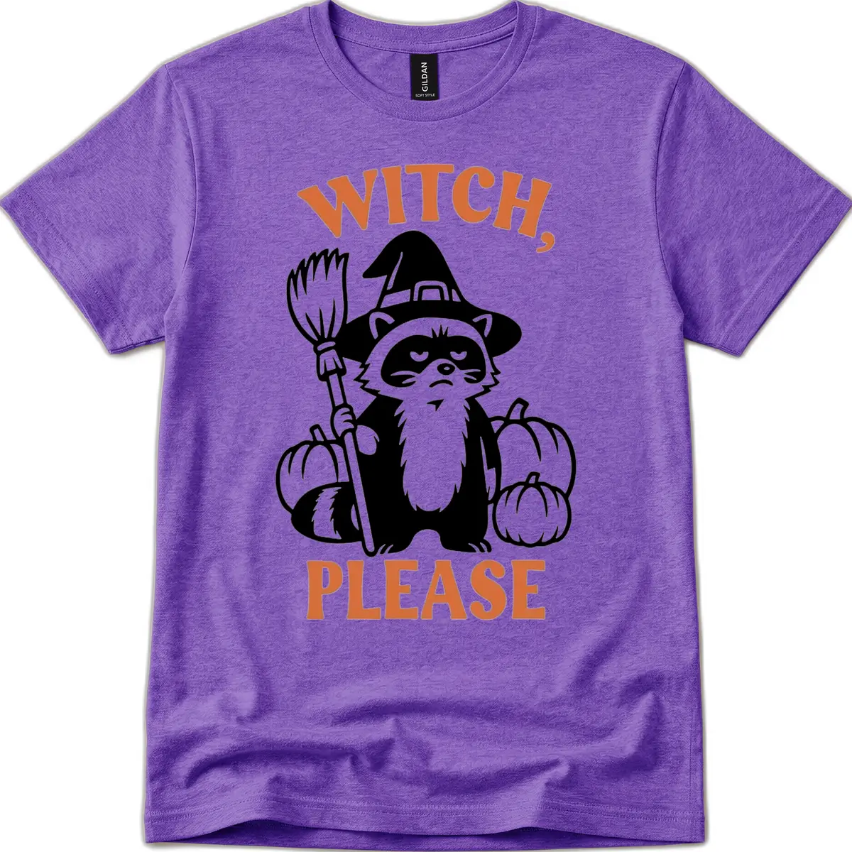 Witch, Please Raccoon Halloween T-Shirt in Heather Purple