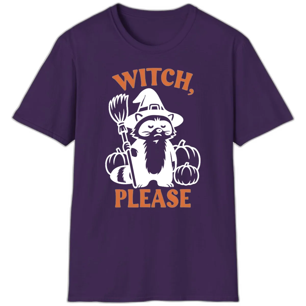 Witch, Please Raccoon Halloween T-Shirt in Purple