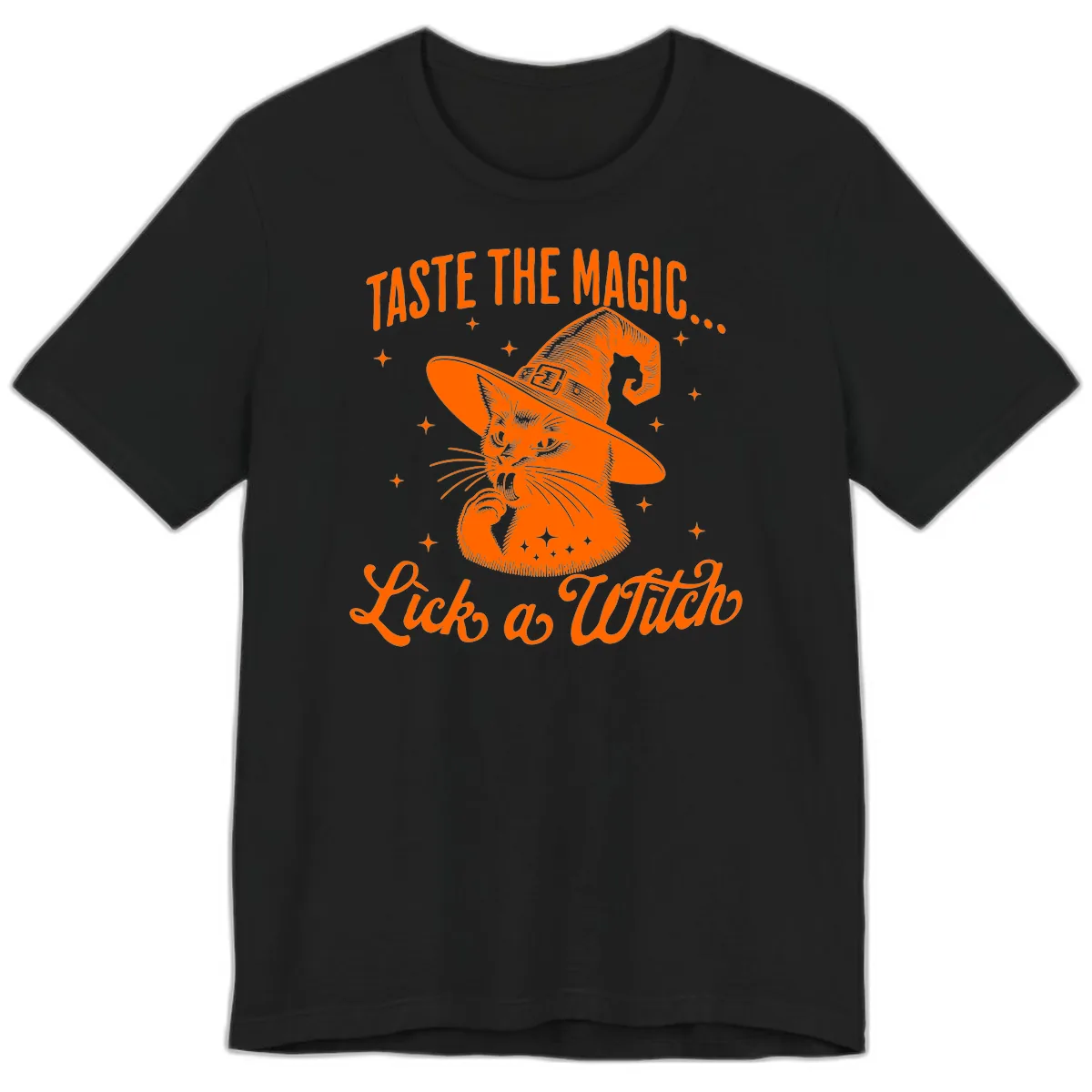 Taste The Magic Witch Cat Halloween Premium T-Shirt in Black