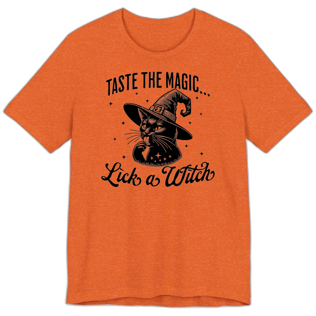 Taste The Magic Witch Cat Halloween Premium T-Shirt in Heather Orange
