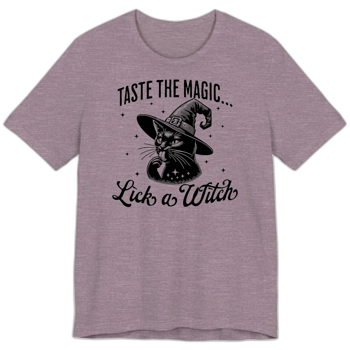 Taste The Magic Witch Cat Halloween Premium T-Shirt in Heather Purple