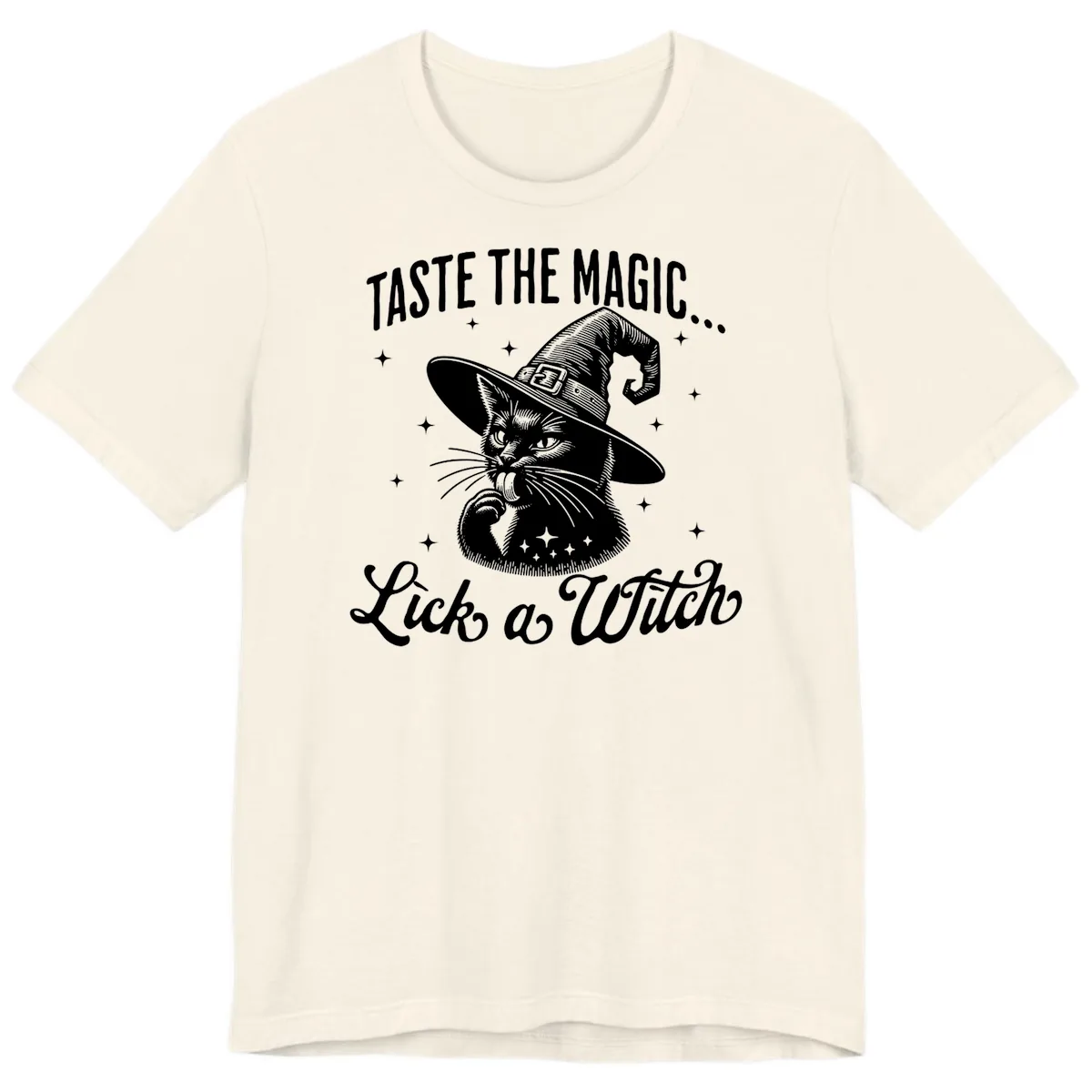 Taste The Magic Witch Cat Halloween Premium T-Shirt in Natural
