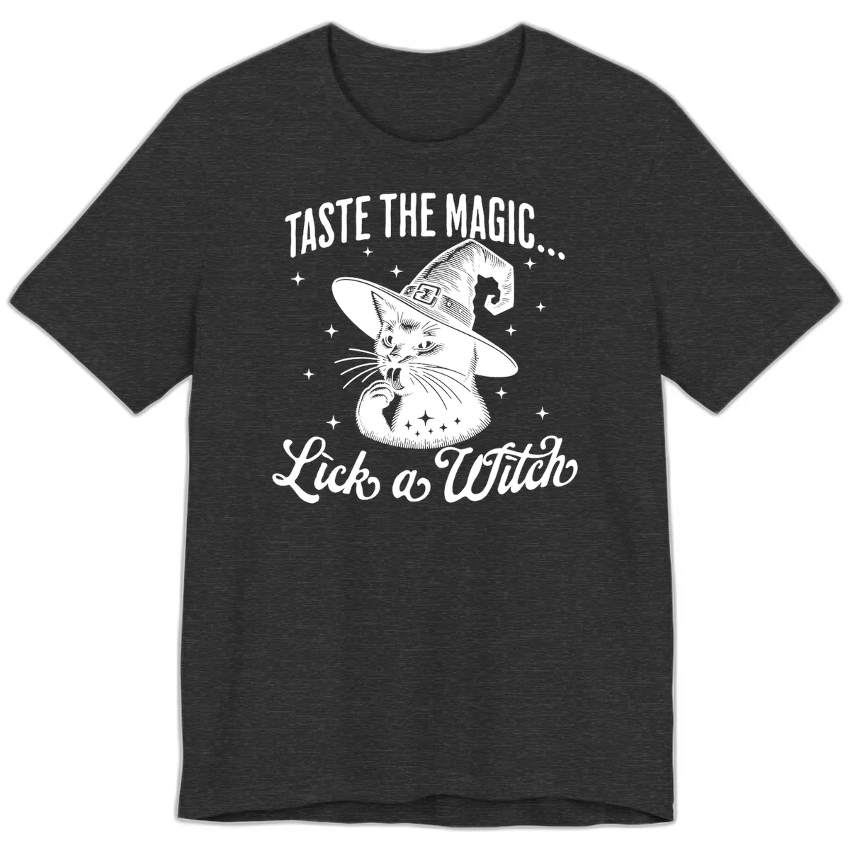 Taste The Magic Witch Cat Halloween Premium T-Shirt in Dark Grey Heather