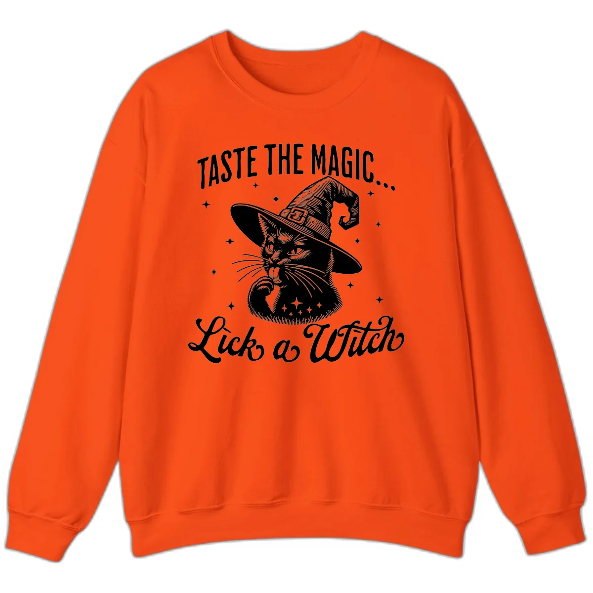 Taste The Magic Witch Cat Halloween Sweatshirt in Orange