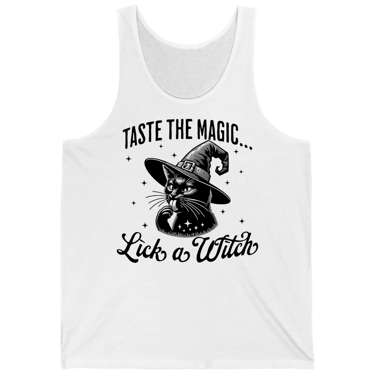 Taste The Magic Witch Cat Halloween Tank in White