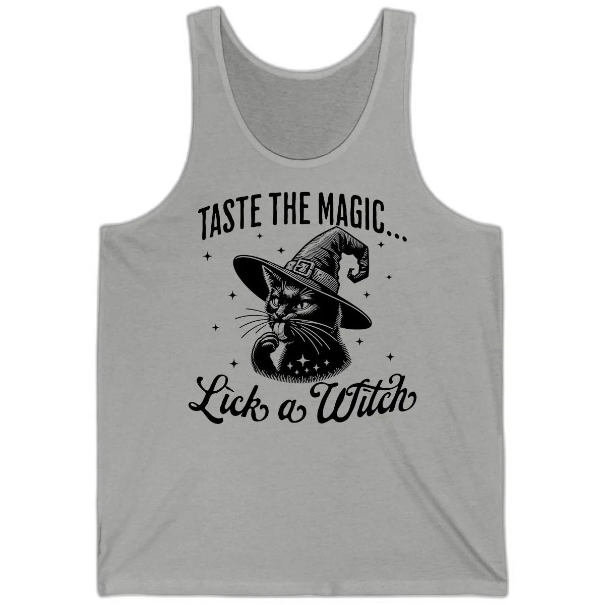 Taste The Magic Witch Cat Halloween Tank in Athletic Heather