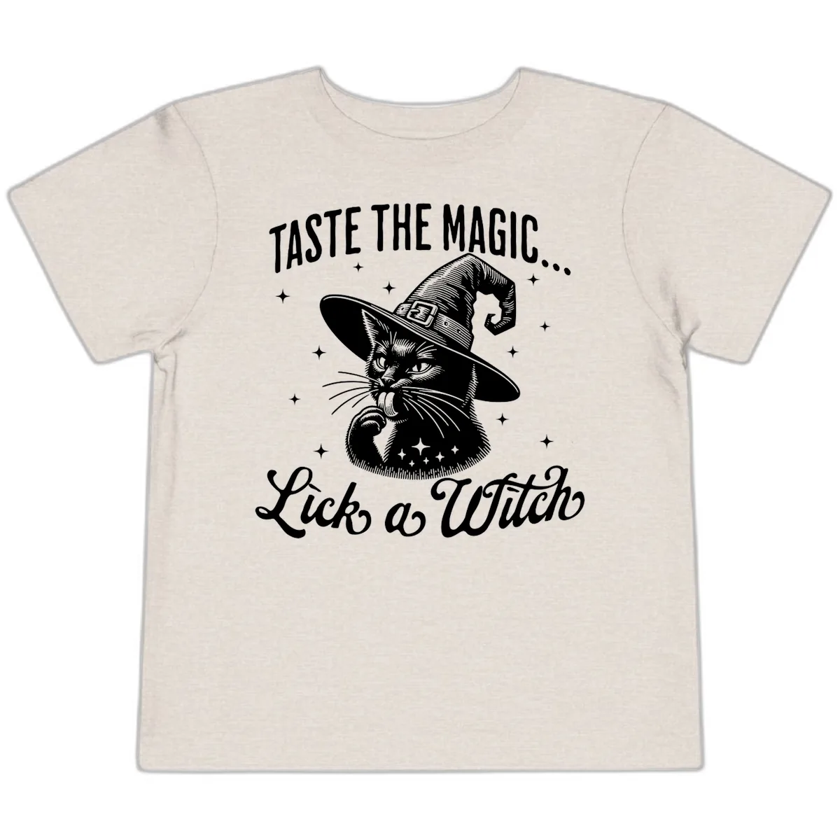 Taste The Magic Witch Cat Halloween Toddler T-Shirt in Heather Dust