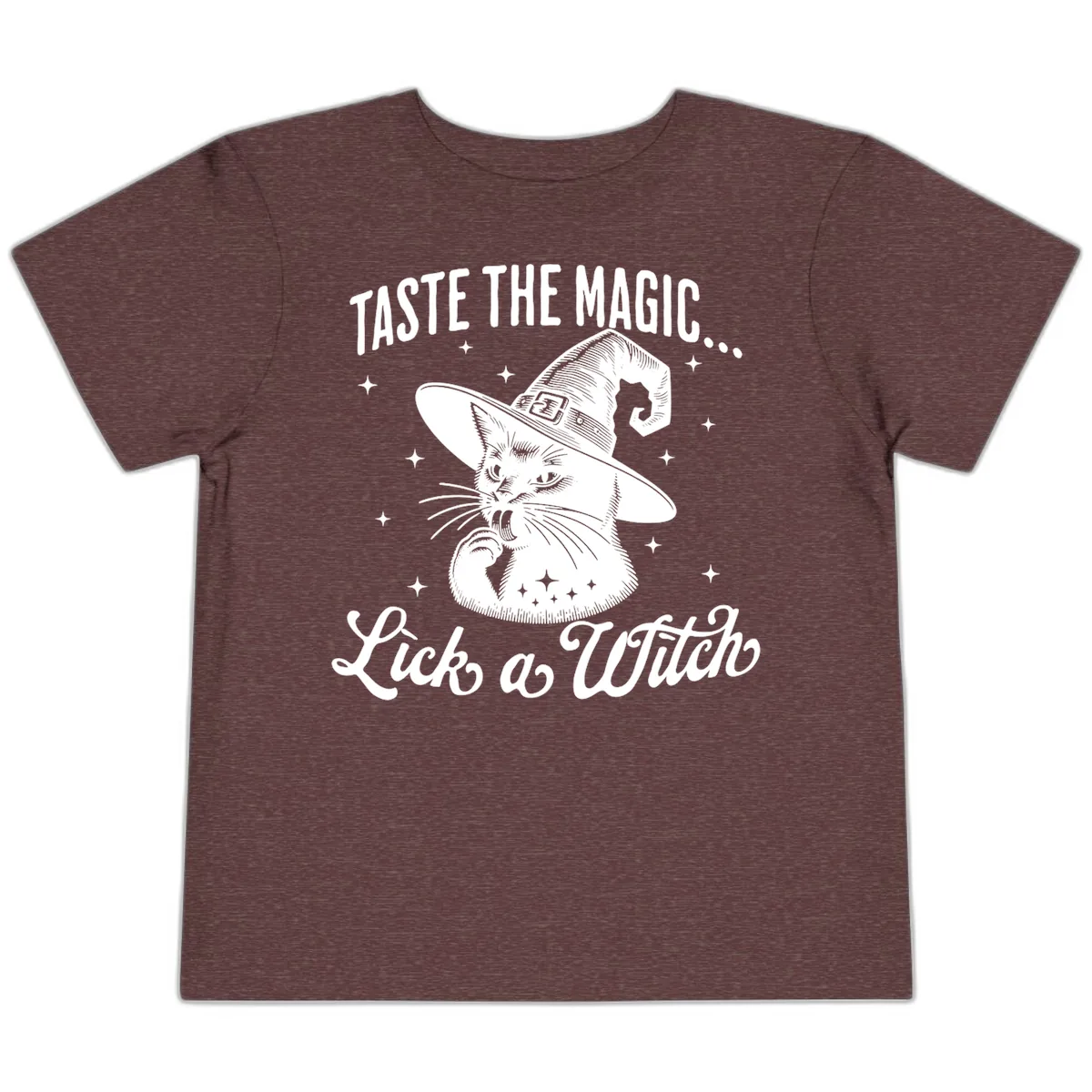 Taste The Magic Witch Cat Halloween Toddler T-Shirt in Heather Maroon