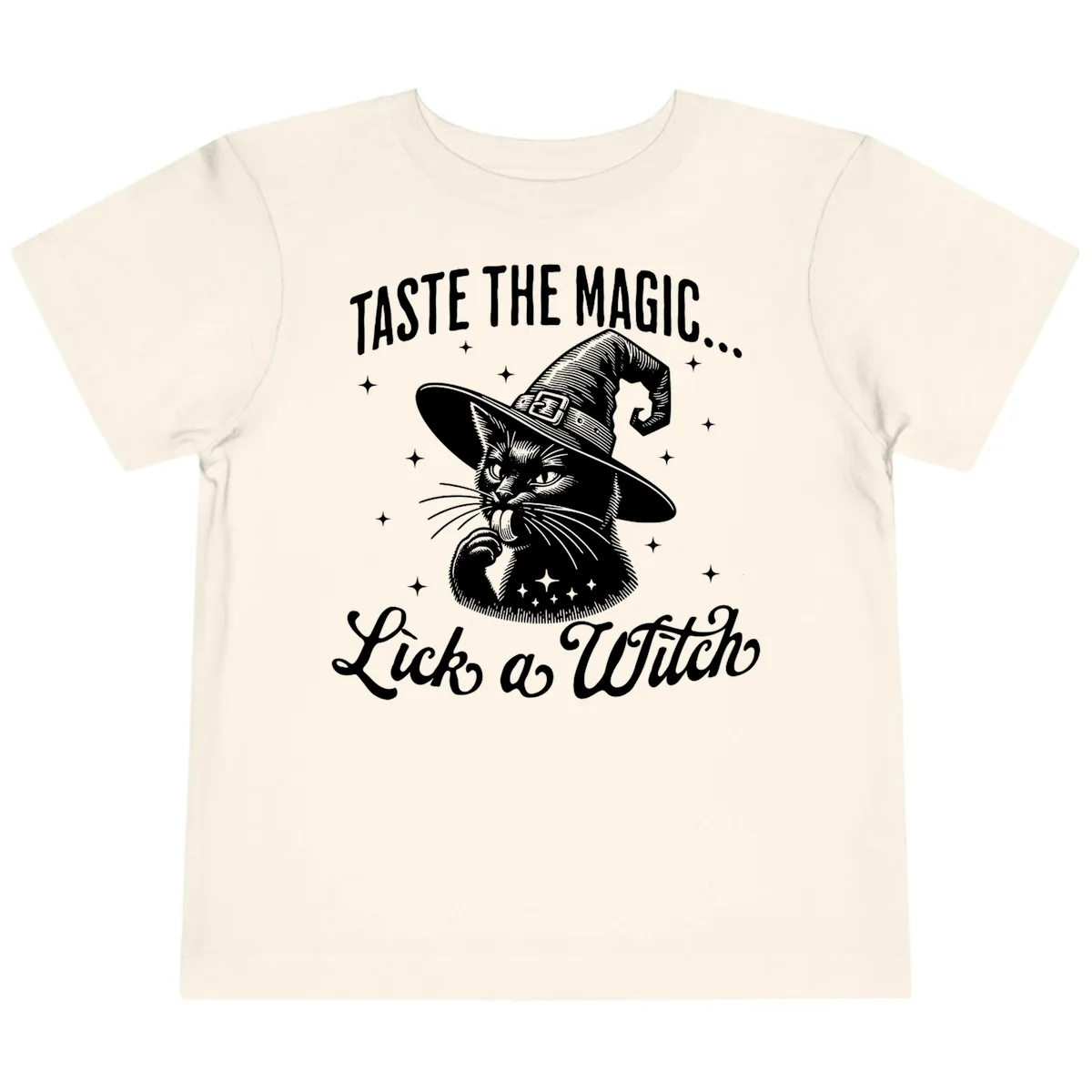 Taste The Magic Witch Cat Halloween Toddler T-Shirt in Natural