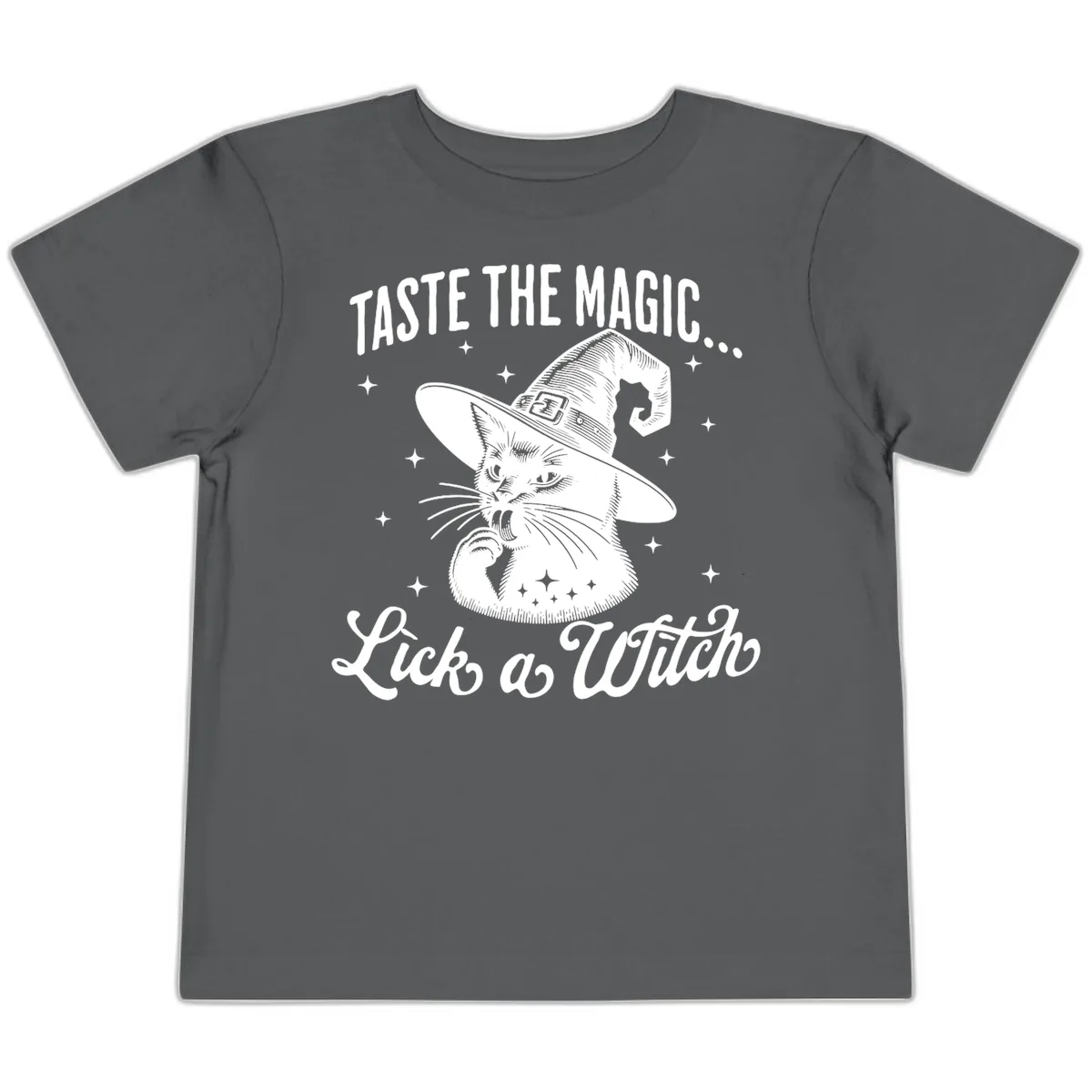 Taste The Magic Witch Cat Halloween Toddler T-Shirt in Asphalt