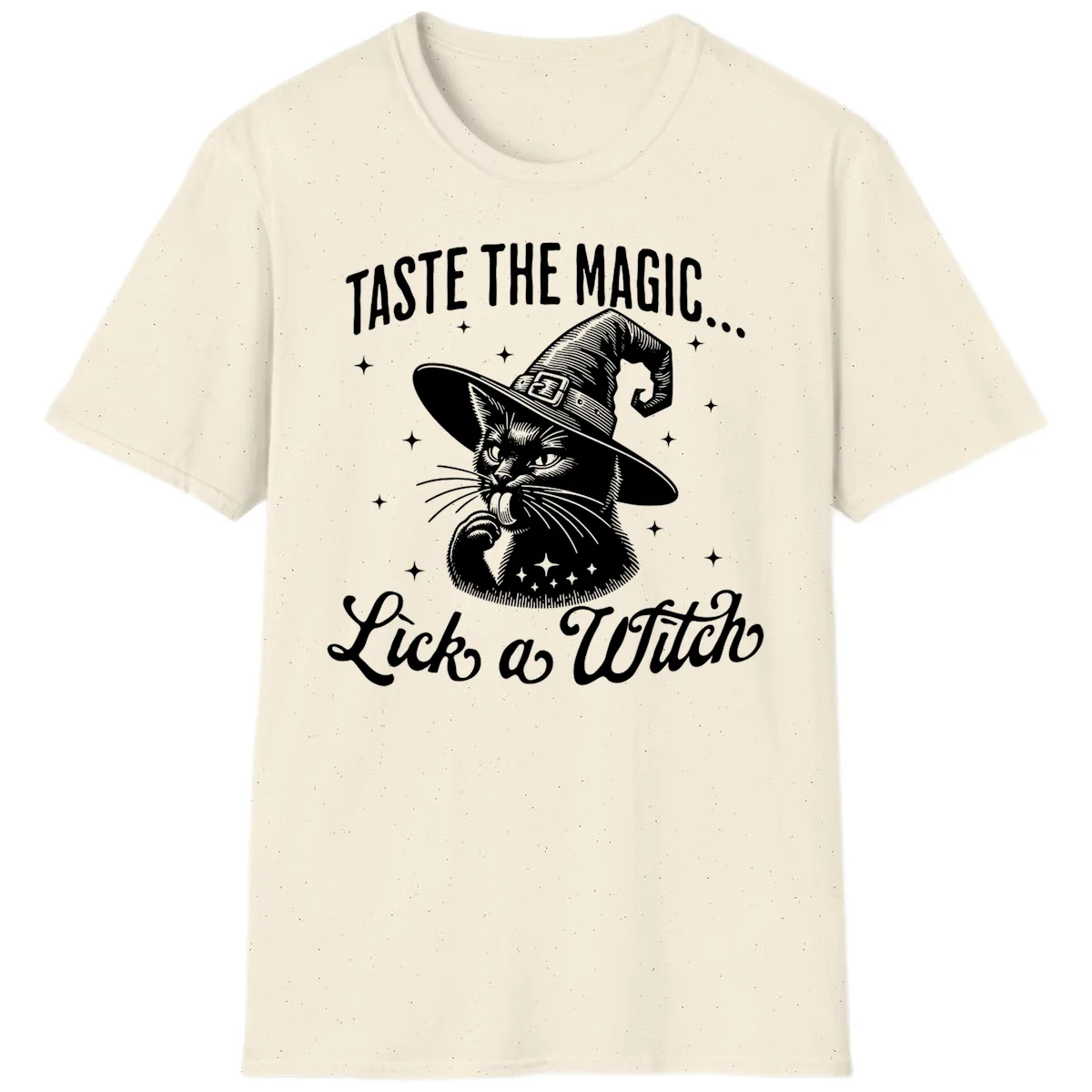 Taste The Magic Witch Cat Halloween T-Shirt in Natural
