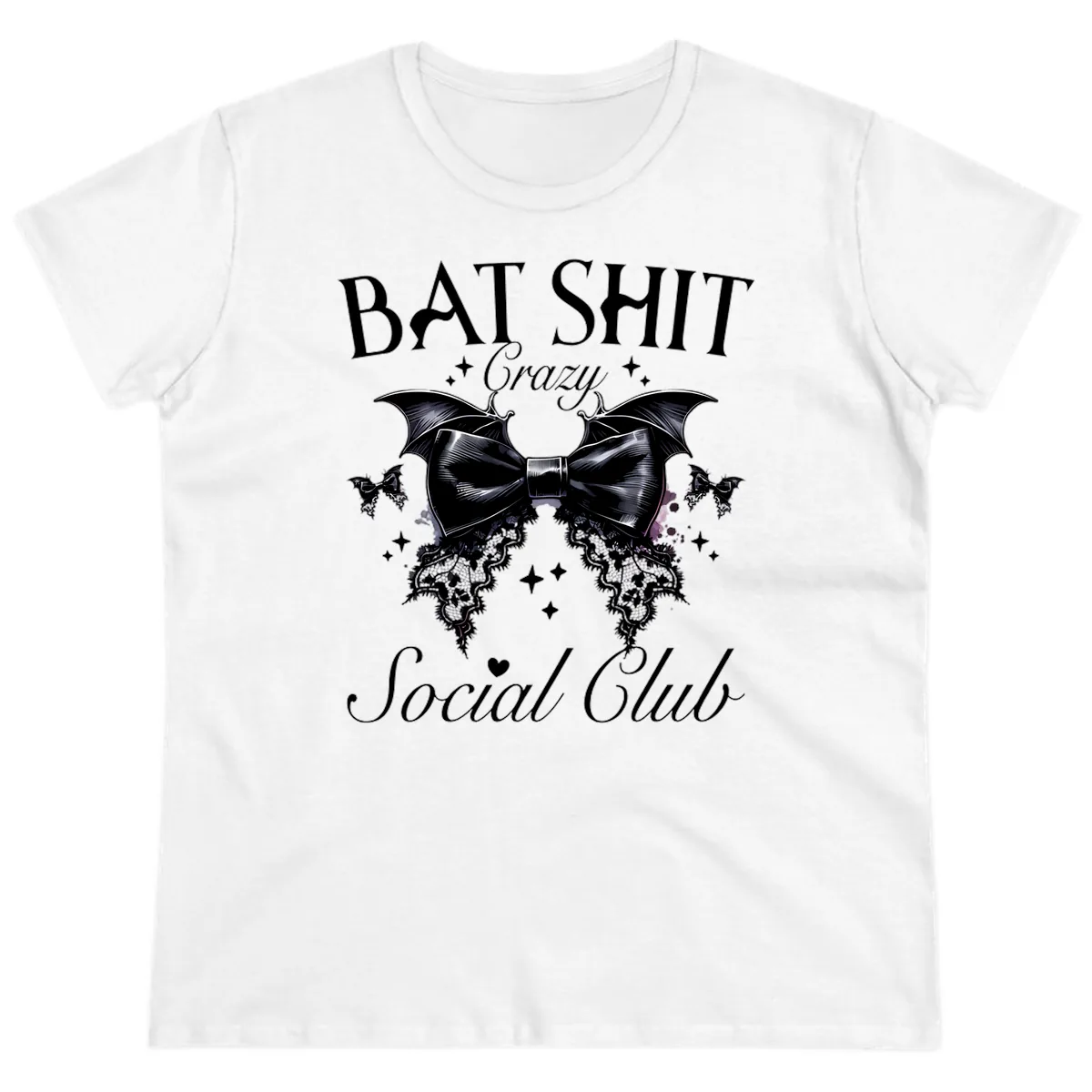 Bat Shit Crazy Social Club Ladies Tee in White