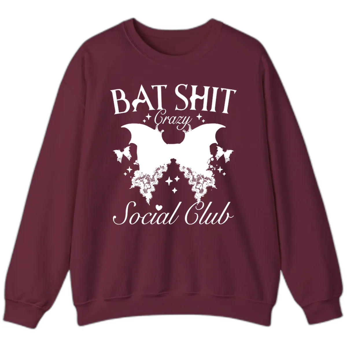 Bat Shit Crazy Social Club Sweatshirt in Maroon