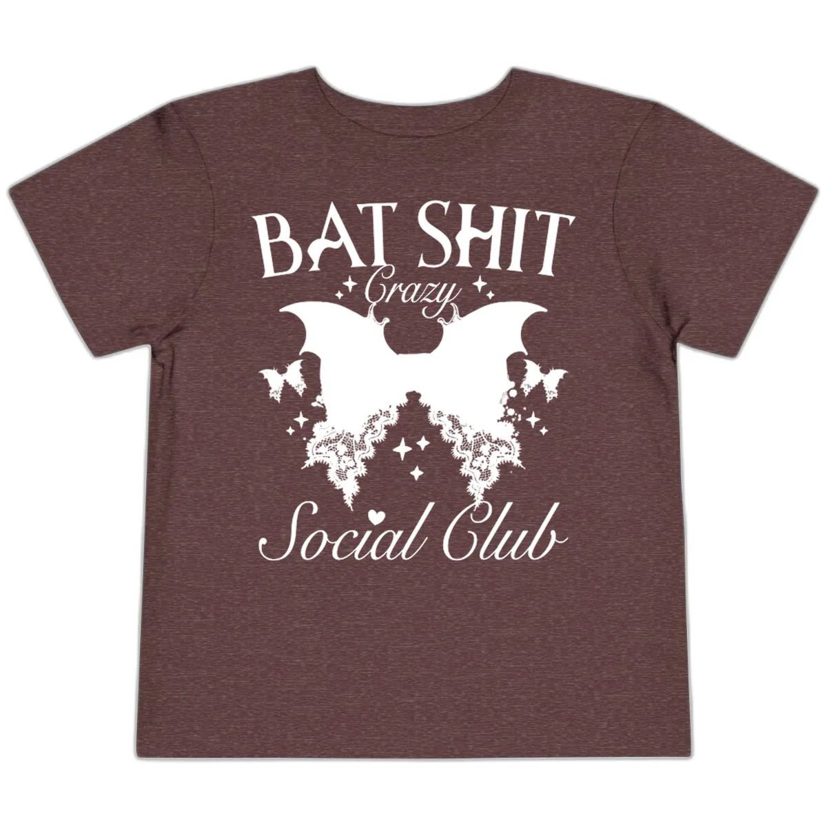 Bat Shit Crazy Social Club Toddler T-Shirt in Heather Maroon
