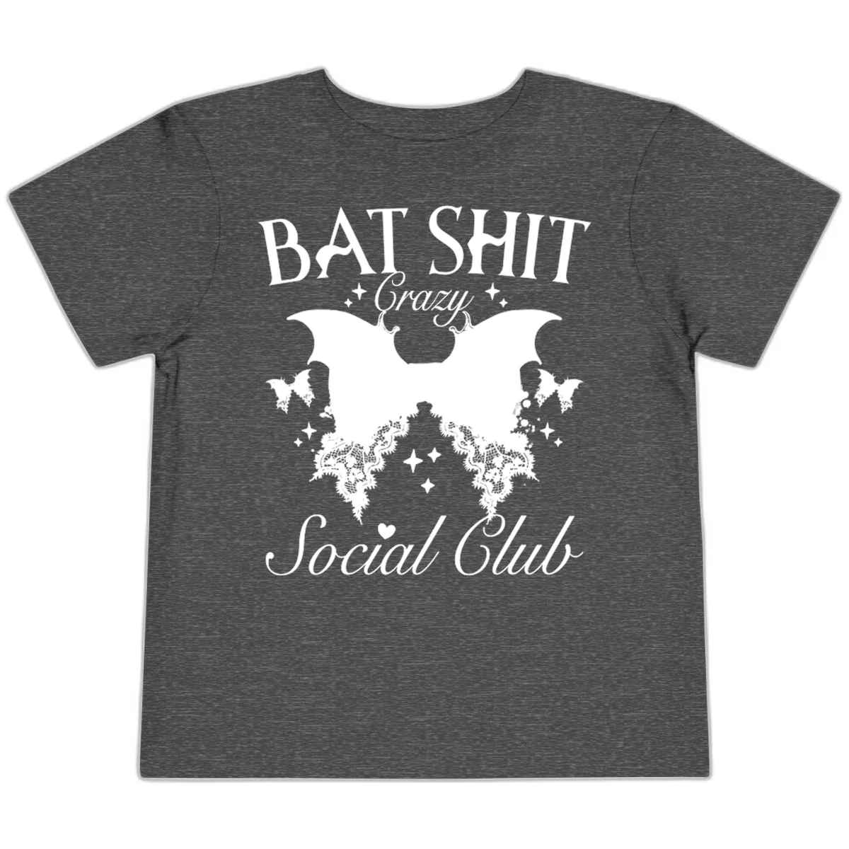 Bat Shit Crazy Social Club Toddler T-Shirt in Dark Heather Grey
