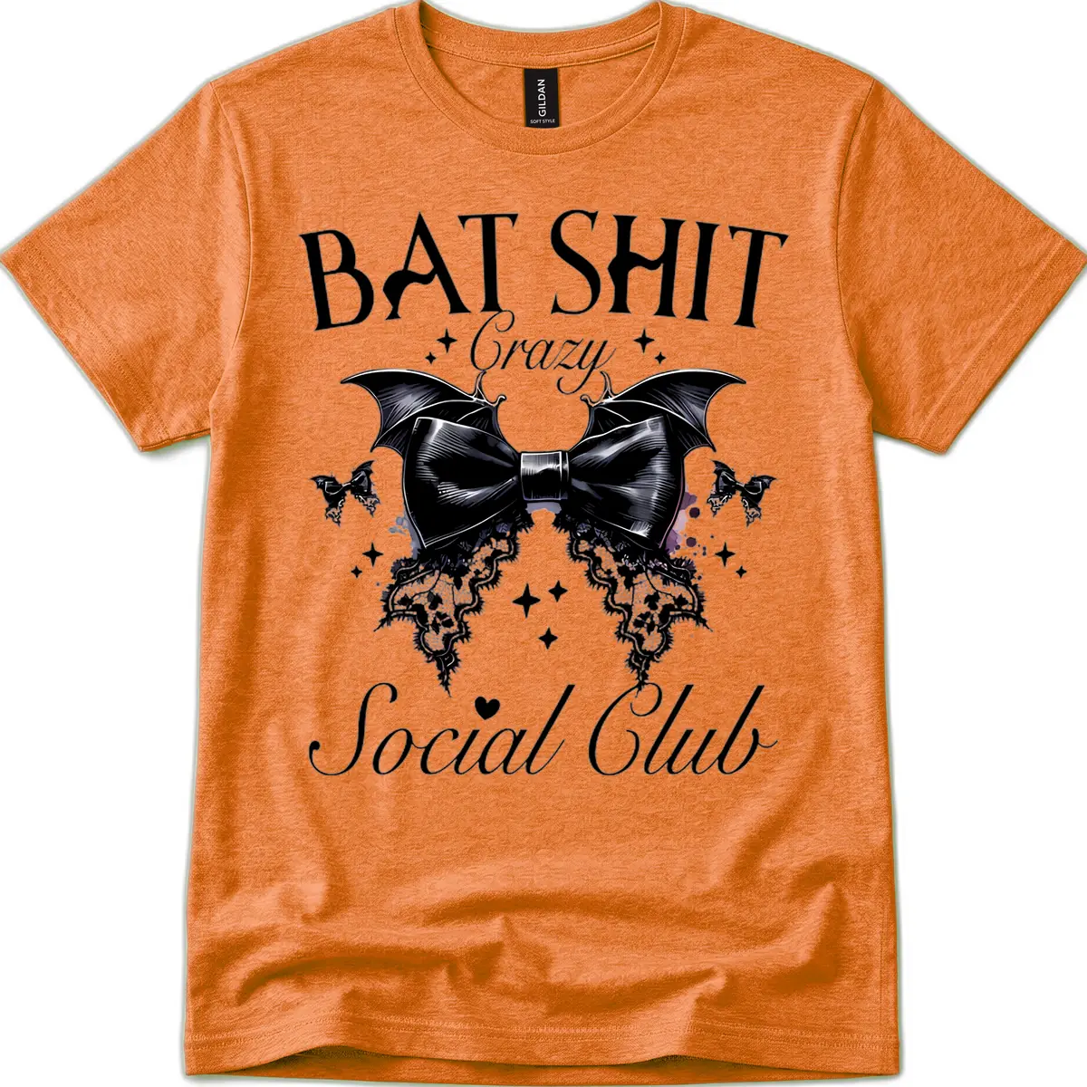 Bat Shit Crazy Social Club T-Shirt in Heather Orange