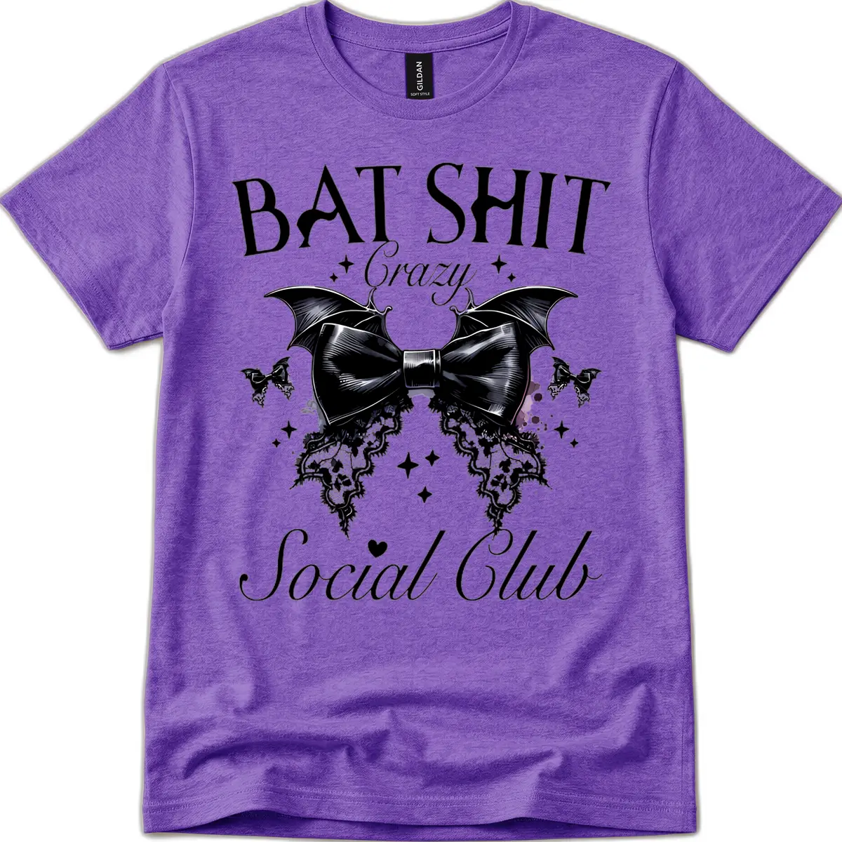 Bat Shit Crazy Social Club T-Shirt in Heather Purple